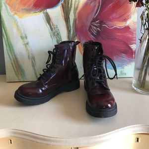 US Size 8 Dark Cherry Red Combat Boots